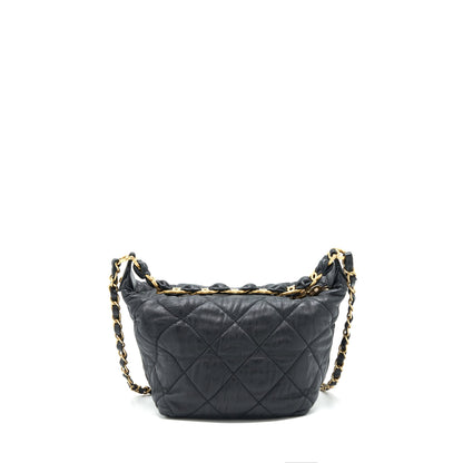 Chanel Hobo Crossbody Bag Lambskin Black GHW
