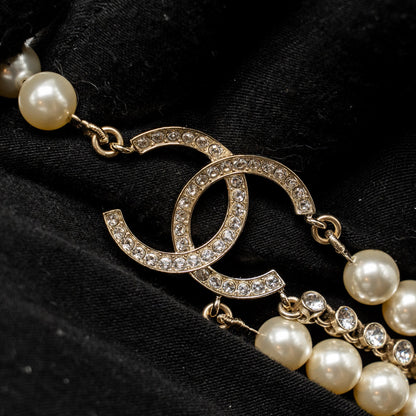 Chanel CC Pearl and Crystal Drop Belt Light Gold Tone