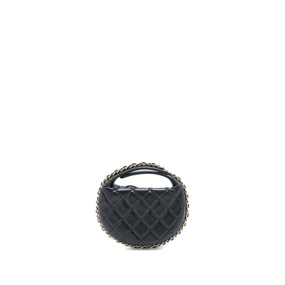 Chanel 23C Round Clutch Lambskin Black LGHW (Microchip)