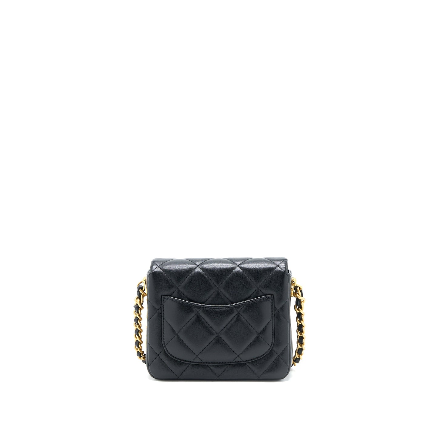 Chanel 21B Seasonal Quilted Square Flap Bag Lambskin Black Brushed GHW (Microchip)