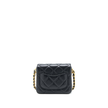 Chanel 21B Seasonal Quilted Square Flap Bag Lambskin Black Brushed GHW (Microchip)