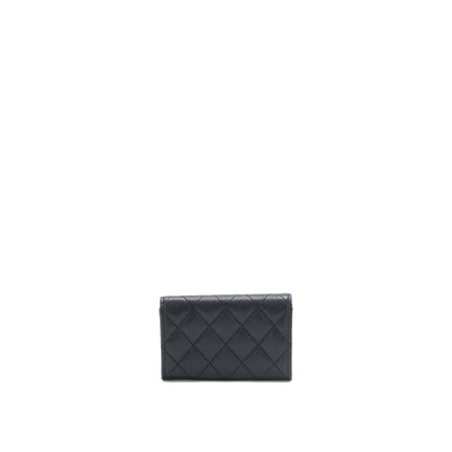 Chanel 23P Detailed Logo Flap Card Holder Caviar Black LGHW (Microchip)
