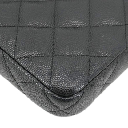 CHANEL Wallet on Chain Double Zip Caviar Leather Crossbody Bag Black