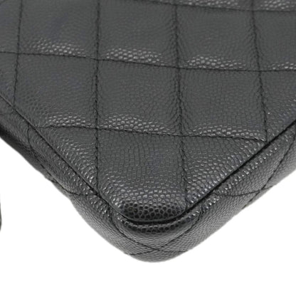 CHANEL Wallet on Chain Double Zip Caviar Leather Crossbody Bag Black