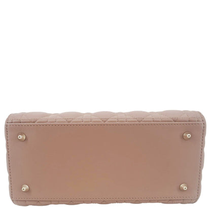 CHRISTIAN DIOR Lady Dior Medium Cannage Leather Crossbody Bag Rose Pink