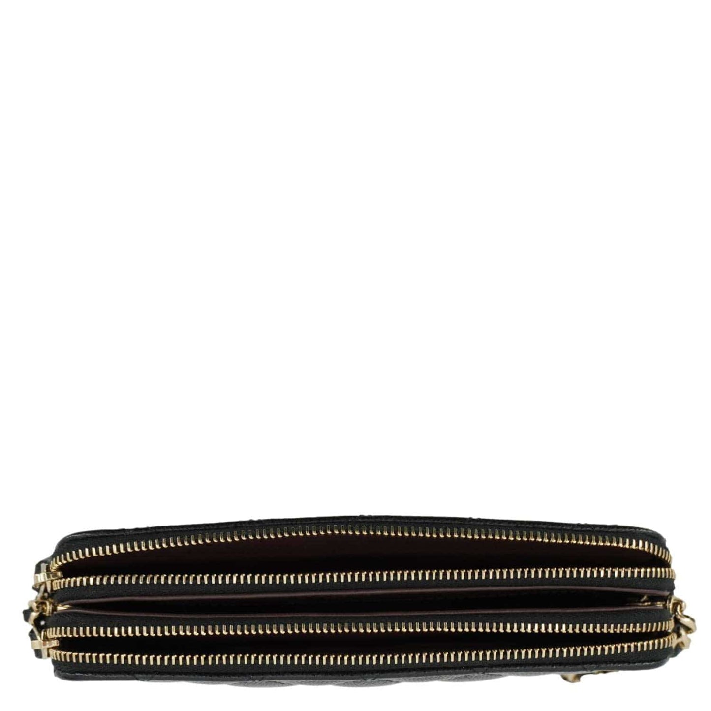 CHANEL Wallet on Chain Double Zip Caviar Leather Crossbody Bag Black