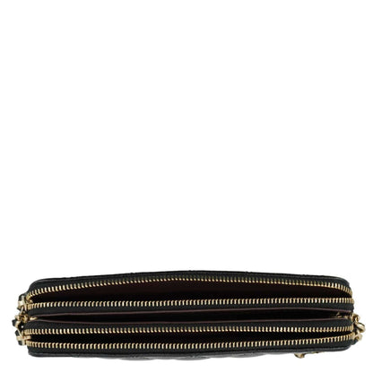 CHANEL Wallet on Chain Double Zip Caviar Leather Crossbody Bag Black