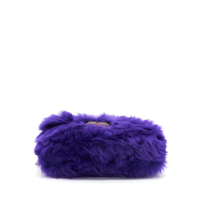 FENDI Baguette Fur Handbag Purple