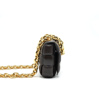 Bottega Veneta Cassette Purse with Chain Brown