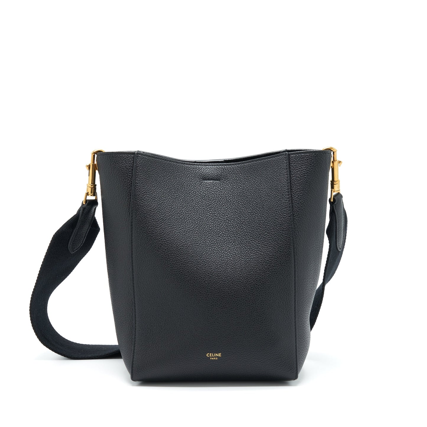Celine Small Sangle Bucket Purse Soft Grained Calfskin Black