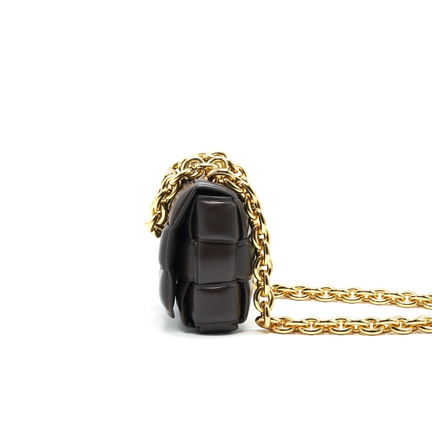 Bottega Veneta Cassette Purse with Chain Brown