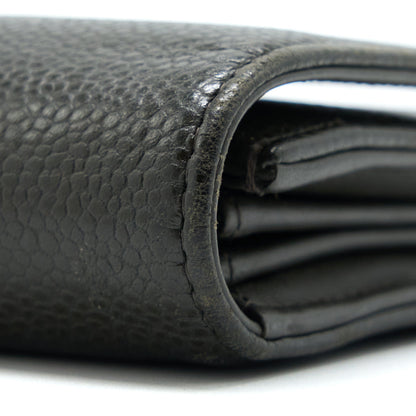 Chanel CC Logo Flap Long Wallet Caviar Dark Olive Green SHW