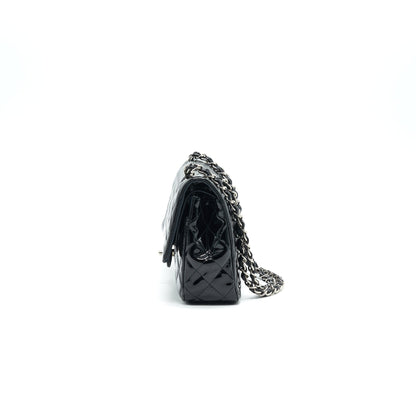 Chanel Patent Leather Medium Classic Double Flap bag Black SHW
