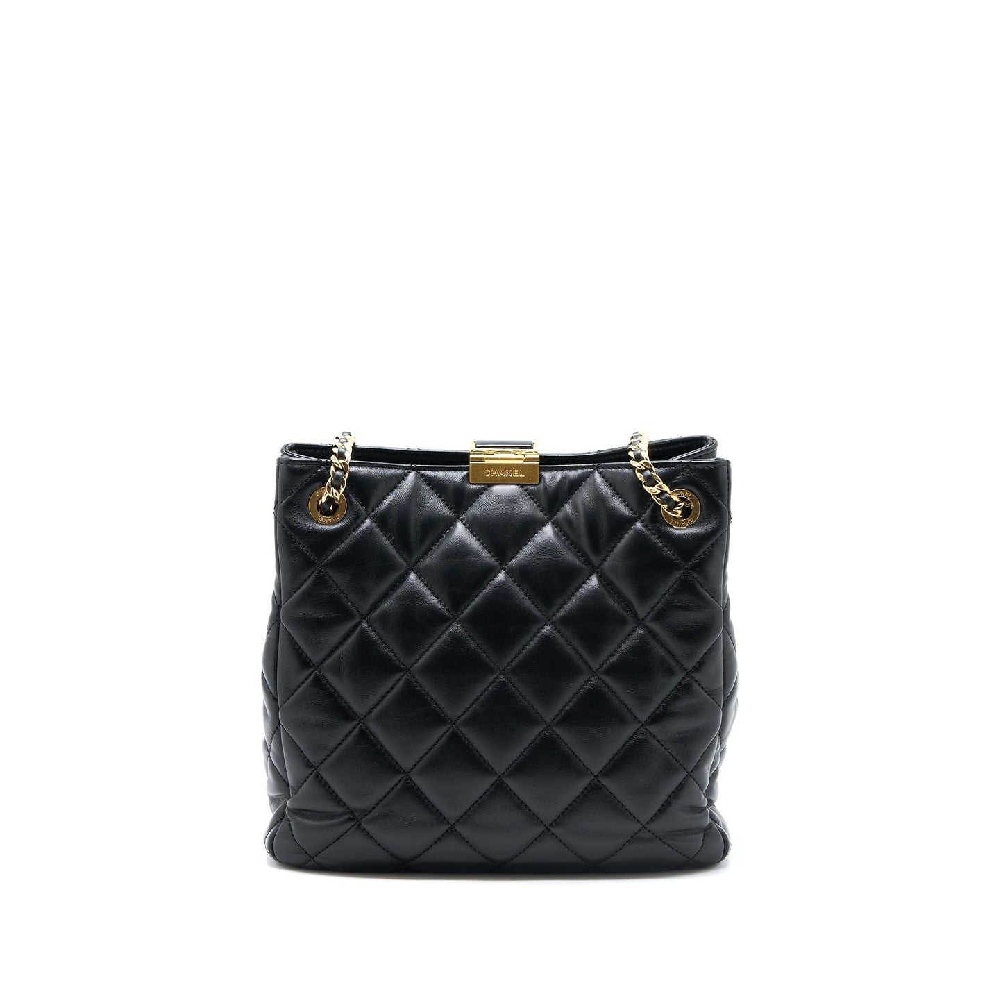 Chanel Seasonal Tote Bag Lambskin Black Brushed GHW(Microchip)