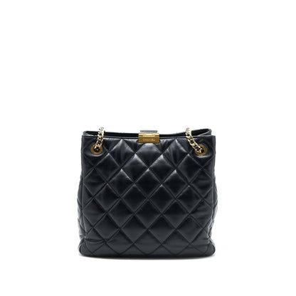 Chanel Seasonal Tote Bag Lambskin Black Brushed GHW(Microchip)