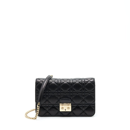 Dior Miss Dior Mini Crossbody Chain Purse Lambskin Black