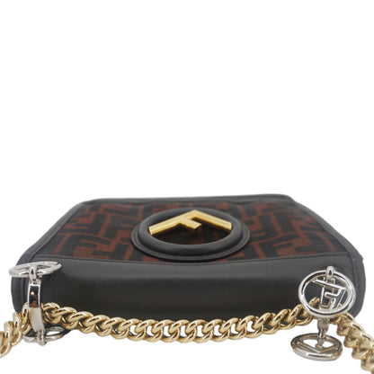 FENDI Kan I Small FF Mesh Nylon Crossbody Bag Brown