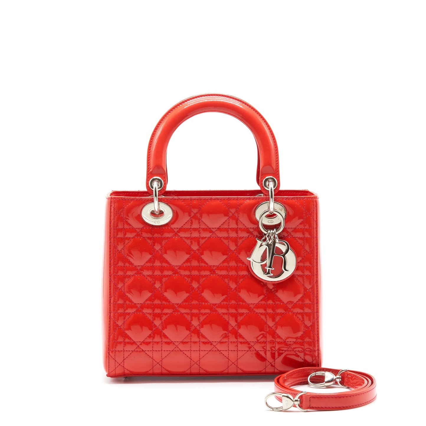 Dior Medium Lady Dior Patent Red