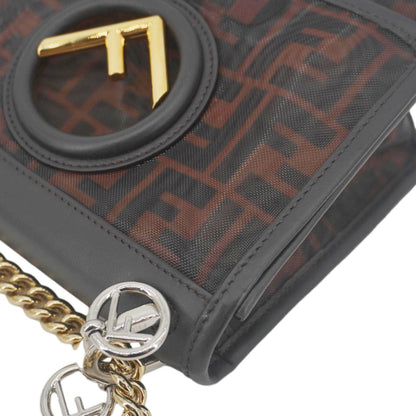 FENDI Kan I Small FF Mesh Nylon Crossbody Bag Brown