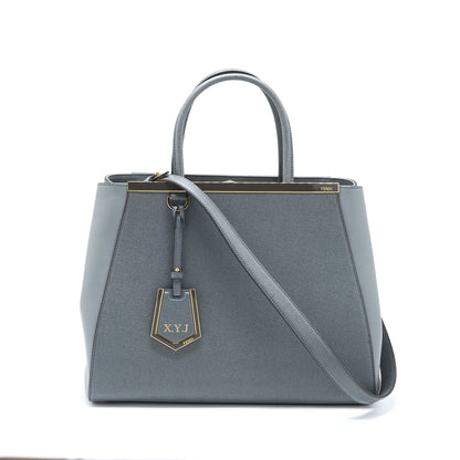 Fendi 2 Jours Large Purse Leather Grey