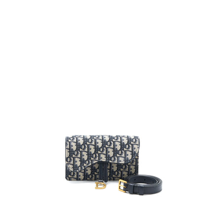 Dior Saddle Belt Purse Blue Oblique Jacquard Canvas