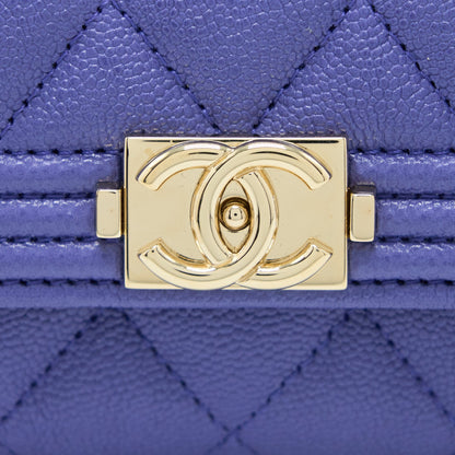 Chanel Boy Card Holder Caviar Purple LGHW