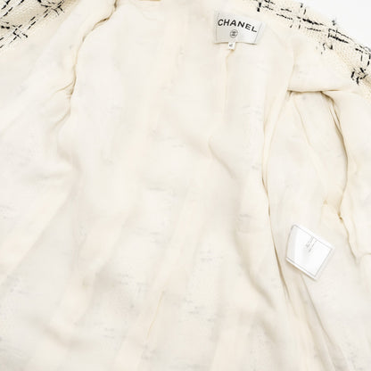 Chanel Size 40 23S Tweed Jacket Cotton White/Black