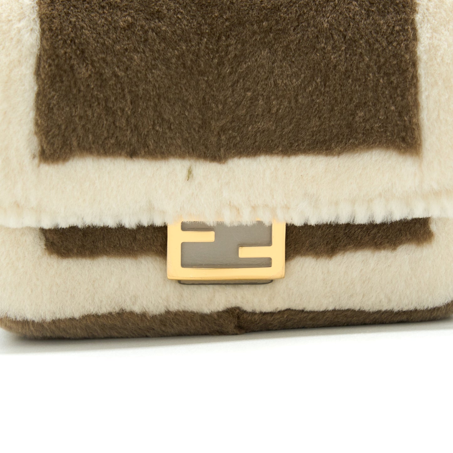 Fendi Nano Baguette Charm Purse With Chain Brown/ Cream