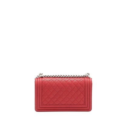Chanel Medium Boy Bag Grained Calfskin Red SHW