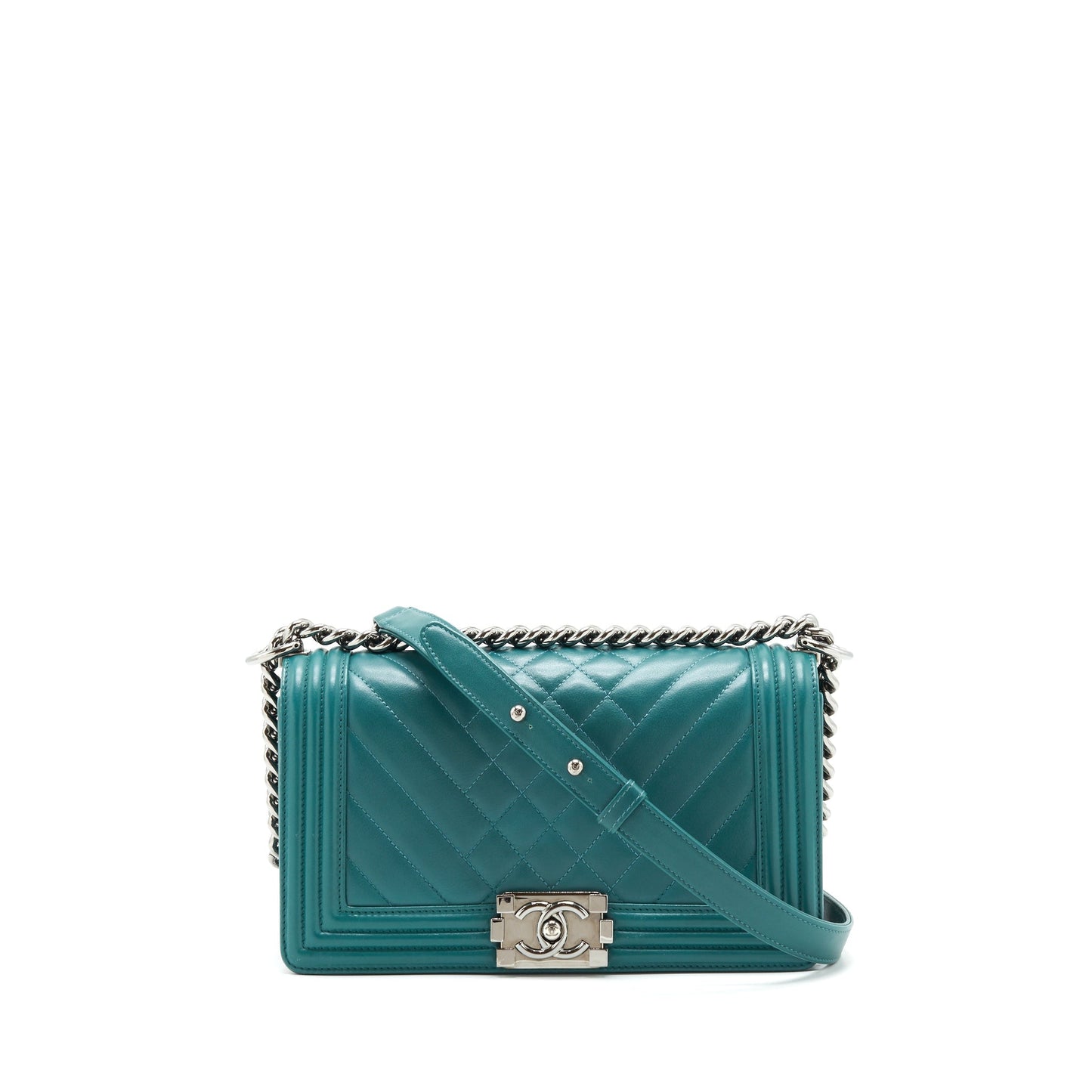 Chanel Medium Boy lambskin green SHW