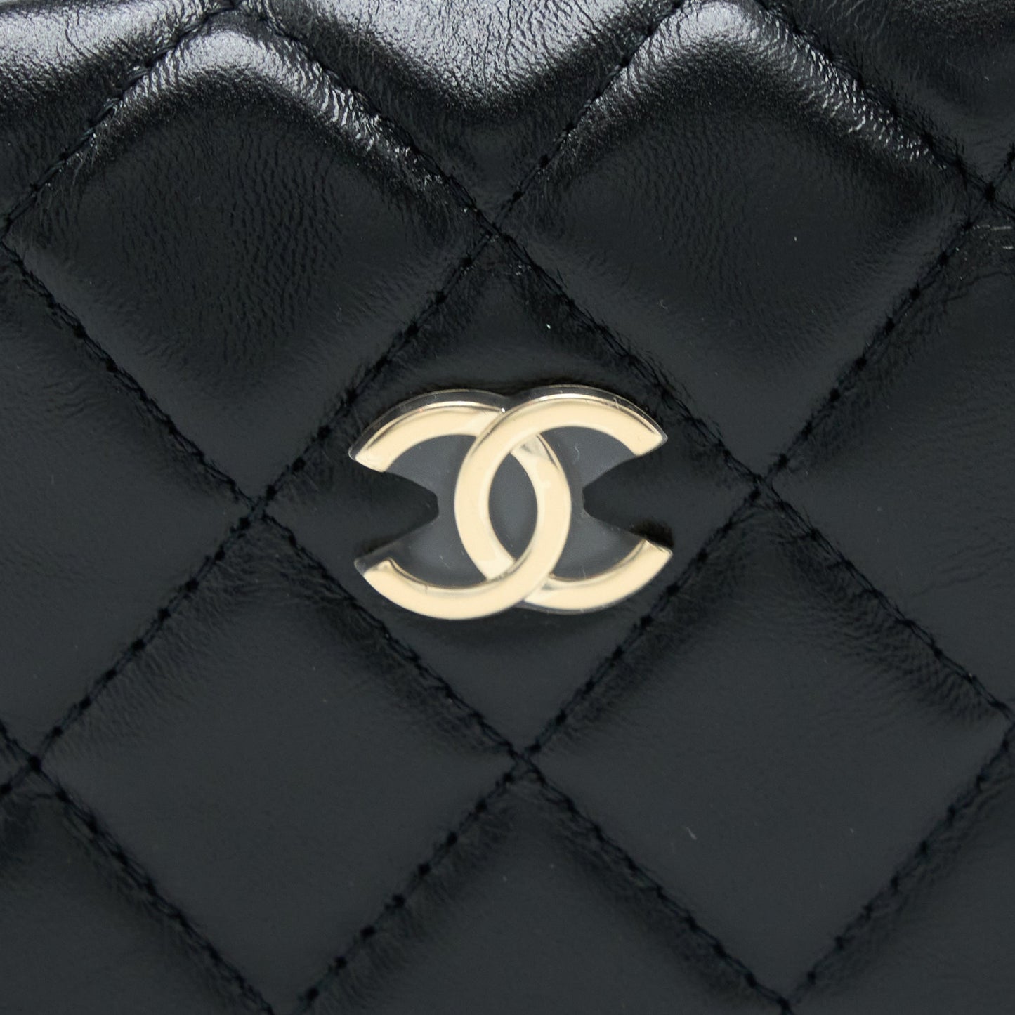 Chanel 23C Round Clutch Lambskin Black LGHW (Microchip)
