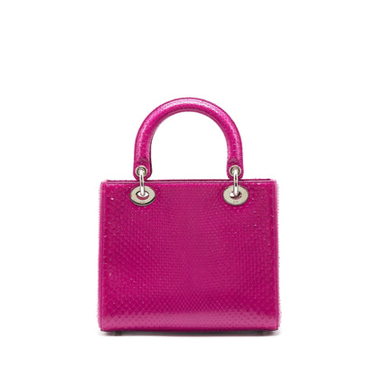 Dior Medium Lady Dior Purse Python Dark Pink