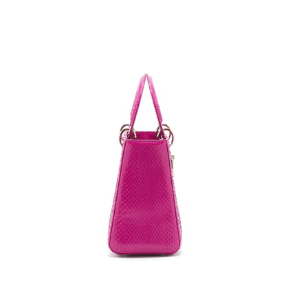 Dior Medium Lady Dior Purse Python Dark Pink