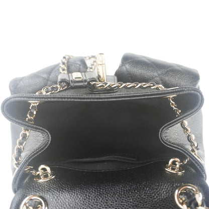 CHANEL Duma Pockets Small Quilted Caviar Leather Drawstring Backpack Black