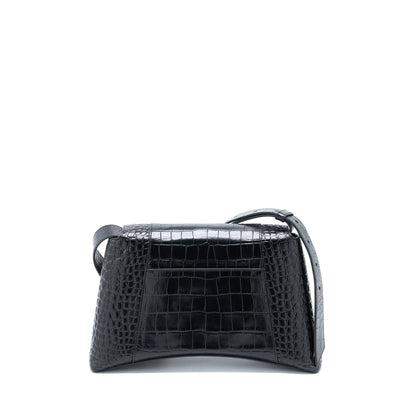 Balenciaga Small Downtown Mini Purse Crocodile-Embossed Leather Black with Black Hardware