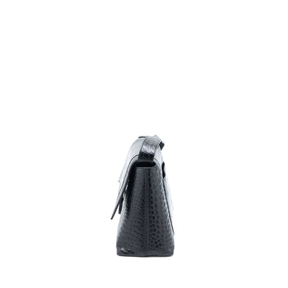 Balenciaga Small Downtown Mini Purse Crocodile-Embossed Leather Black with Black Hardware