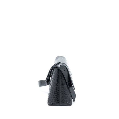 Balenciaga Small Downtown Mini Purse Crocodile-Embossed Leather Black with Black Hardware