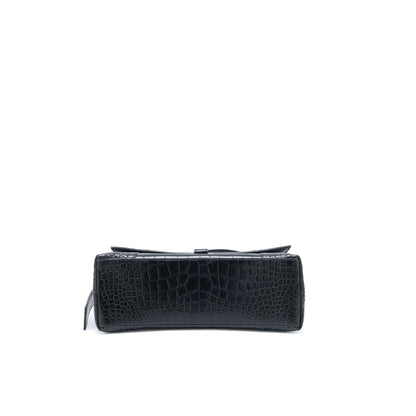Balenciaga Small Downtown Mini Purse Crocodile-Embossed Leather Black with Black Hardware