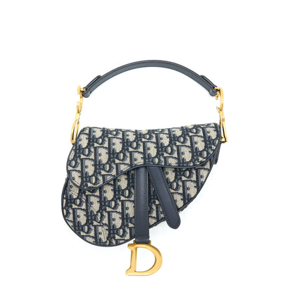 Dior Mini Saddle Blue Oblique