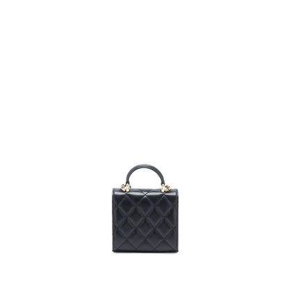 Chanel Top Handle Mini Flap Chain Bag Lambskin Black LGHW