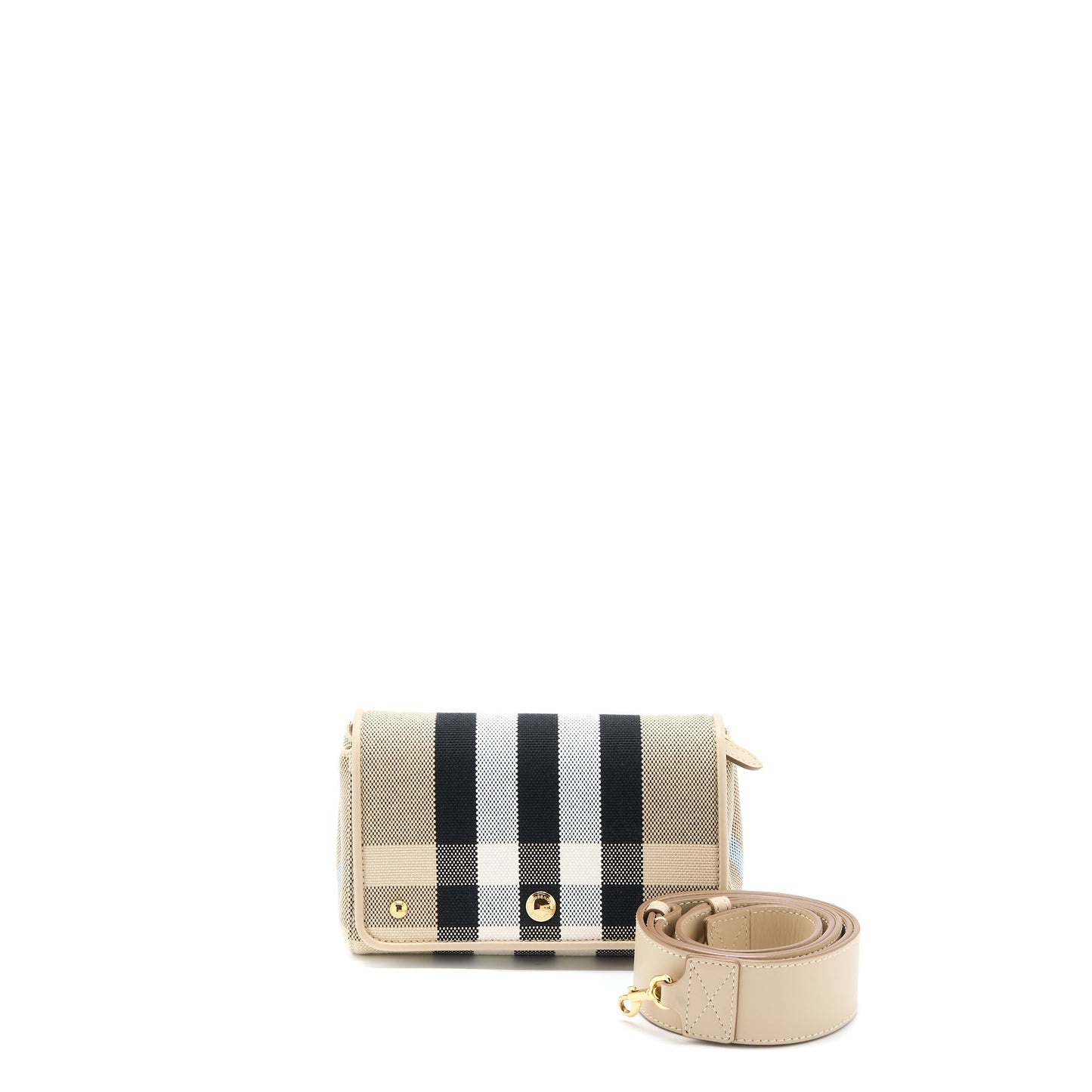 Burberry Hackberry Crossbody Purse Canvas Soft Fawn