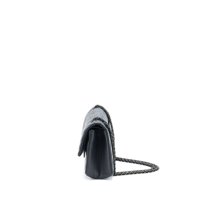 Chanel 2.55 Reissue Small Double Flap Bag Chevron Aged Calfskin Black with Black Hardware