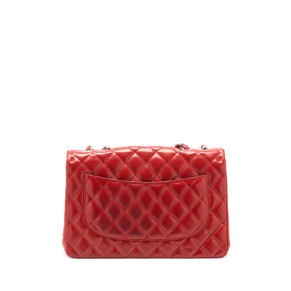 Chanel Classic Jumbo Single Flap Bag Lambskin Red SHW