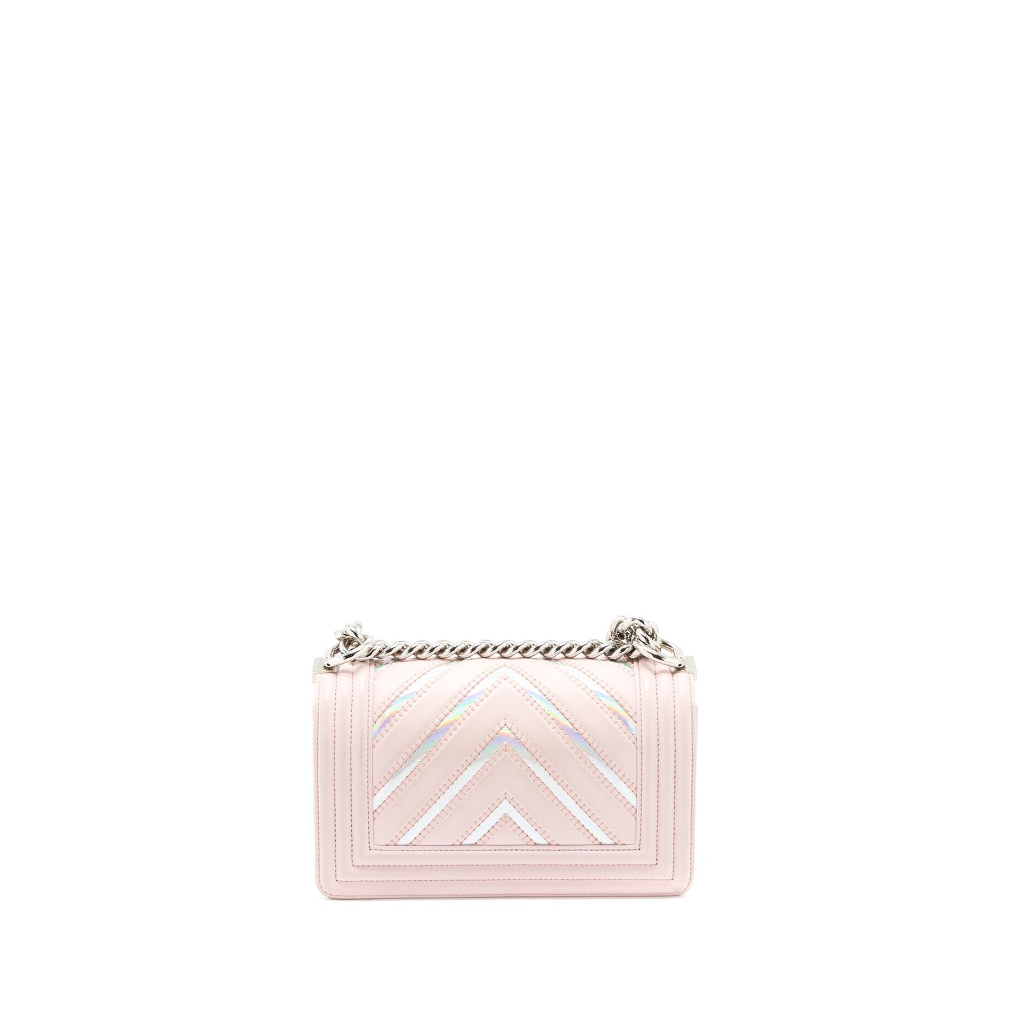 Chanel Chevron Small Boy Bag Limited Edition Lambskin Light Pink SHW