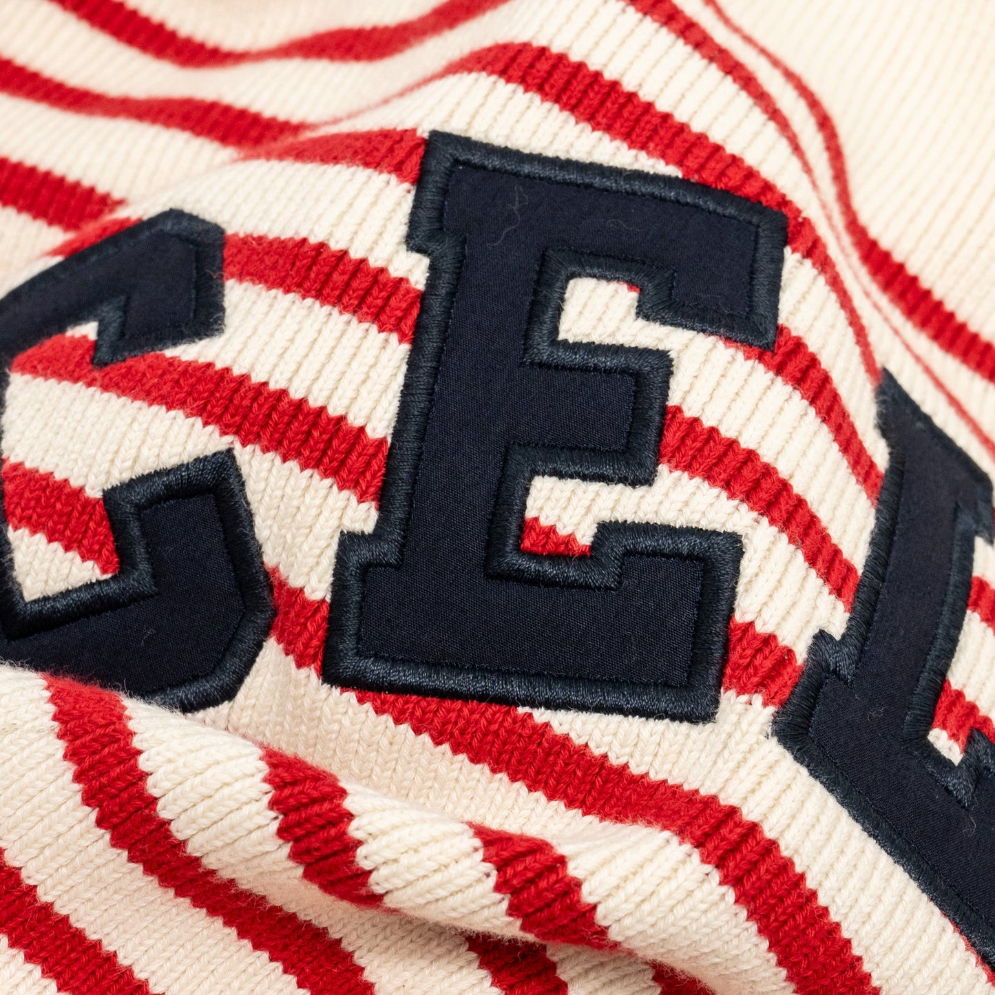 Celine Size Striped Logo Sweater Cotton/Polyamide Red/White