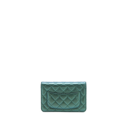 Chanel Classic Wallet on Chain Goatskin Iridescent Green Rainbow Hardware
