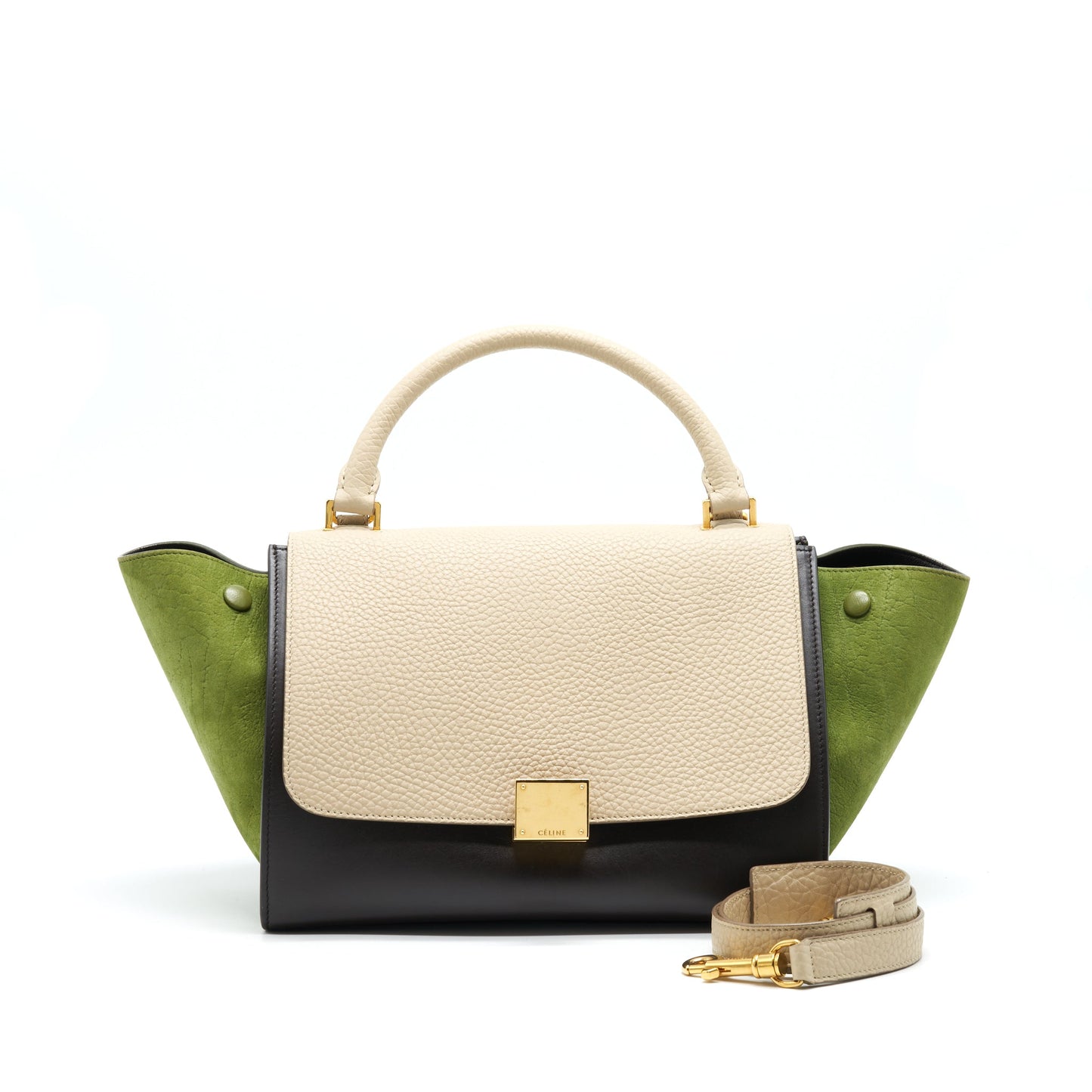 CELINE SMALL TRAPEZE Purse MULTI COLOR BEIGE/ BURGUNDY/ GREEN