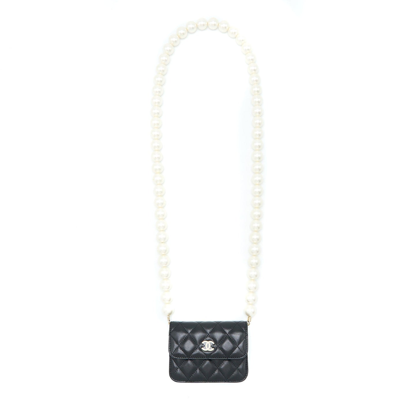 Chanel Mini Bag with Giant Pearl Chain Lambskin Black LGHW