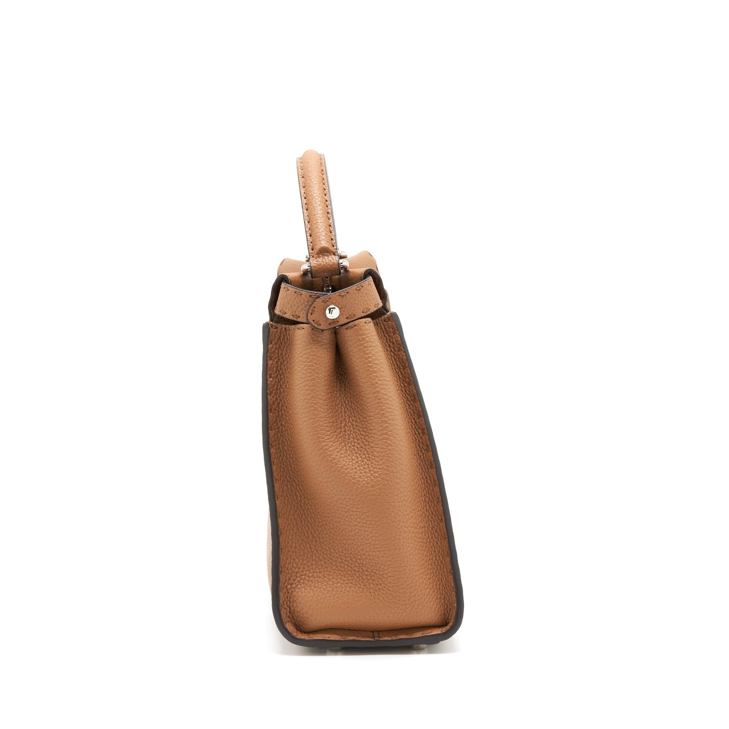Fendi Medium Peekaboo Tote Purse Grained Calfskin Caramel