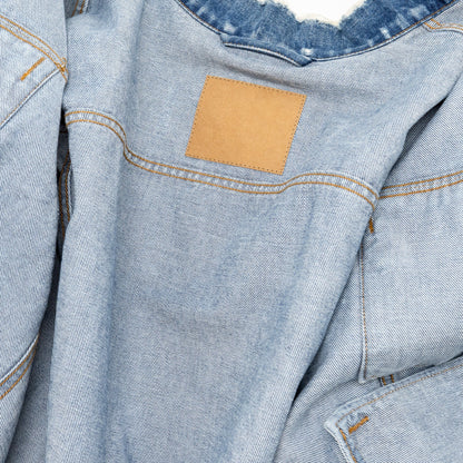 Balenciaga Size 38 Oversized Back Logo Denim Jacket Cotton Blue